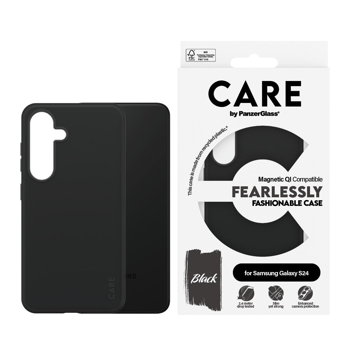 CARE by PanzerGlass® Case Black w. Qi Compatible Samsung Galaxy S24